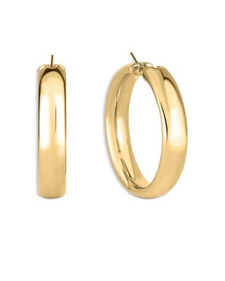 18K Yellow Gold Bold Gold Large Round Hoop Earrings