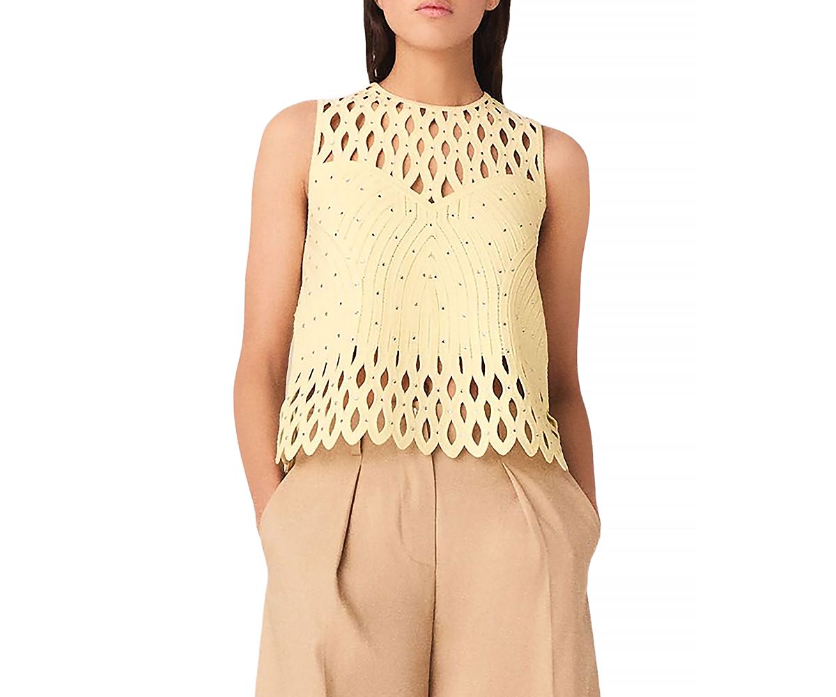 Maje Crocheted Rhinestone Top