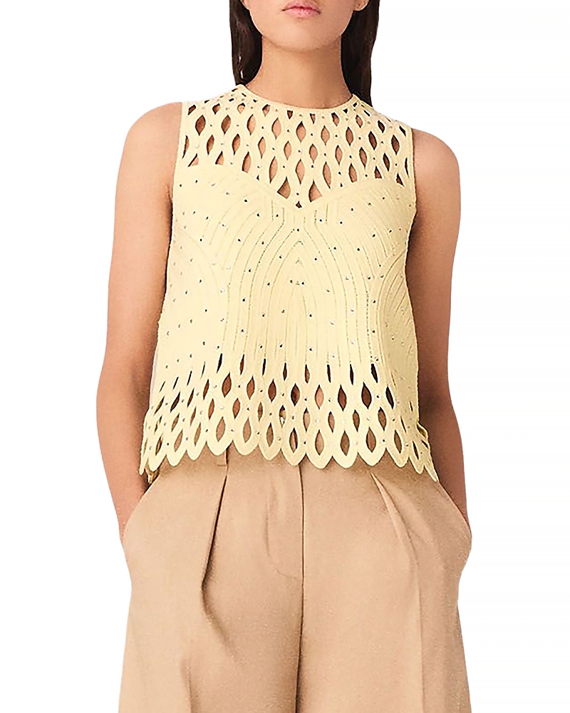 Maje Crocheted Rhinestone Top
