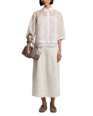 Embroidered Mixed Media Blouse