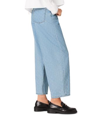 Textured Balloon Jeans in Blue Sky