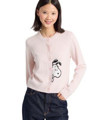 Women's Wool-Cashmere Sneeky Snoopy Cardigan