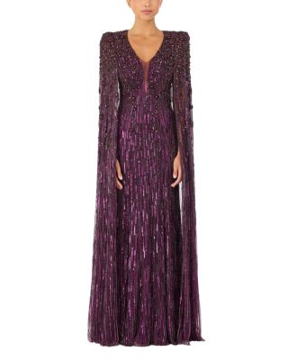 Sweet Silva Beaded Cape Maxi Dress
