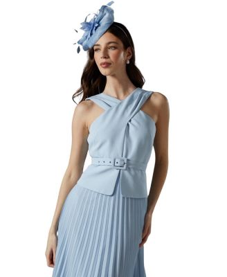Petite Cross Over Pleated Midi Dress