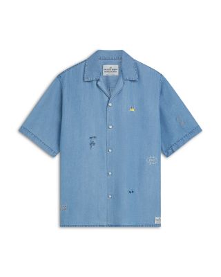 Basquiat Indigo Tencel Relaxed Fit Short Sleeve Shirt