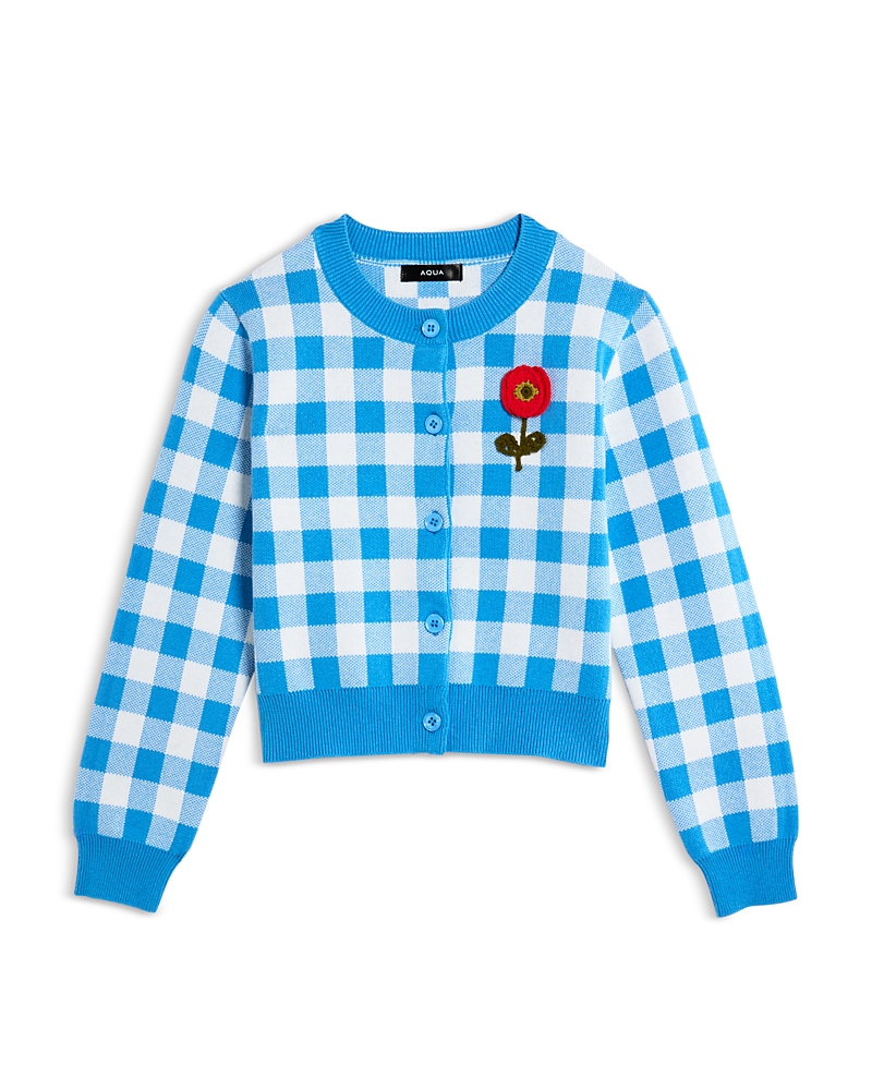 Aqua x Lisa Says Gah Girls' Gingham Cardigan, Little Kid, Big Kid - Exclusive