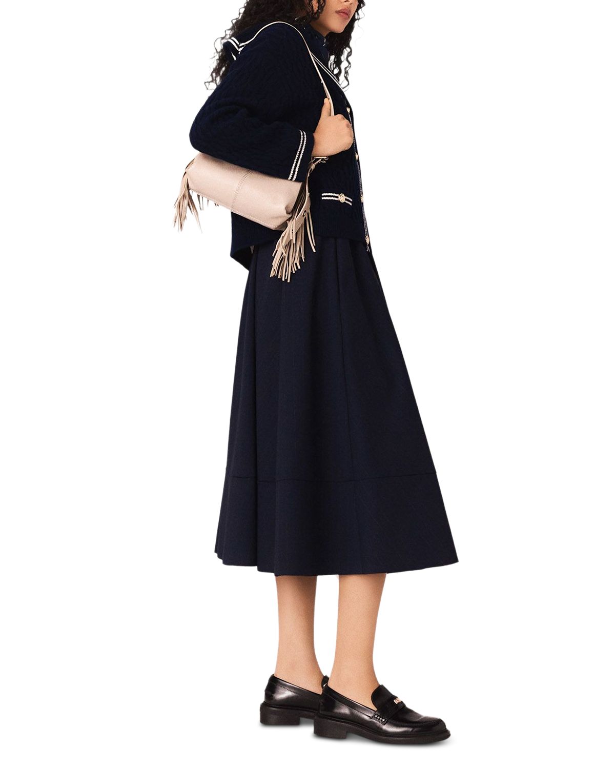 Striped Tailored Midi Skirt thumbnail 4