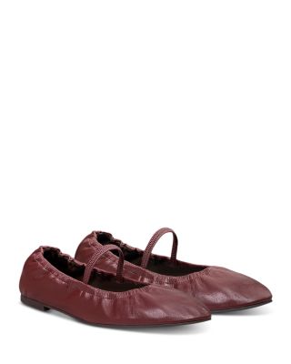 Women's Buffy Ruched Leather Ballet Flats