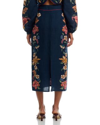 Maira Floral Print Linen Skirt