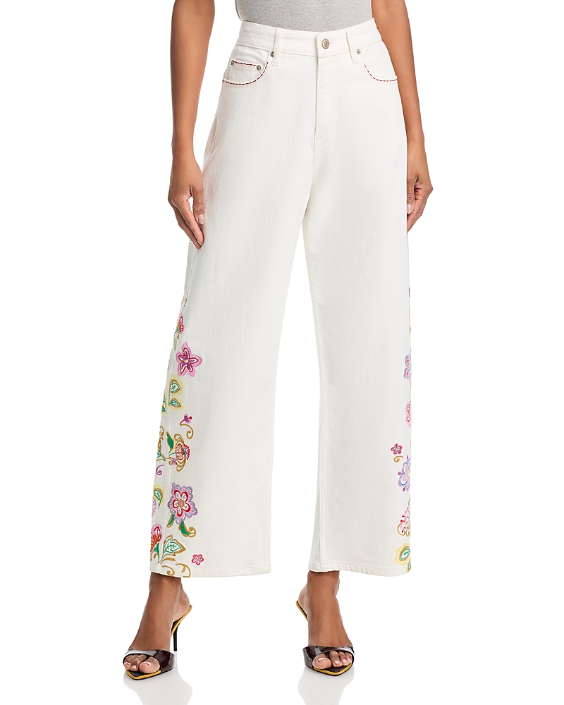 Cinq a Sept Jardin Boheme Hayden High Rise Wide Leg Jeans in Scour Multi