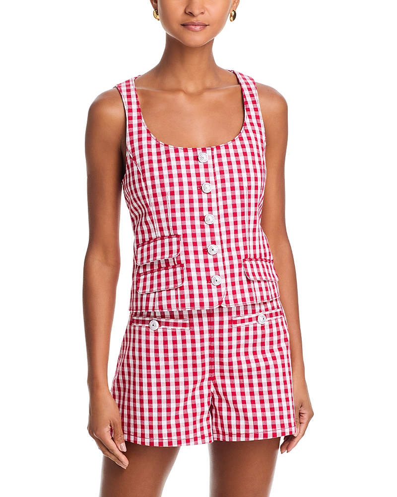 Cinq a Sept Mini Gingham Denim Lovina Top