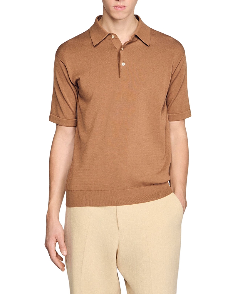 Sandro Cotton and Silk Polo Shirt