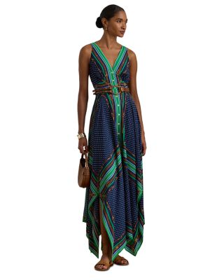 Belted Polka Dot Georgette Dress