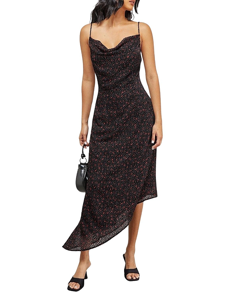 Warehouse Spot Devore Cowl Neck Maxi Dress