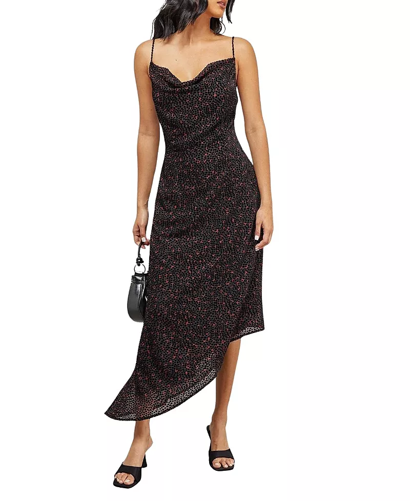 Warehouse Spot Devore Cowl Neck Maxi Dress