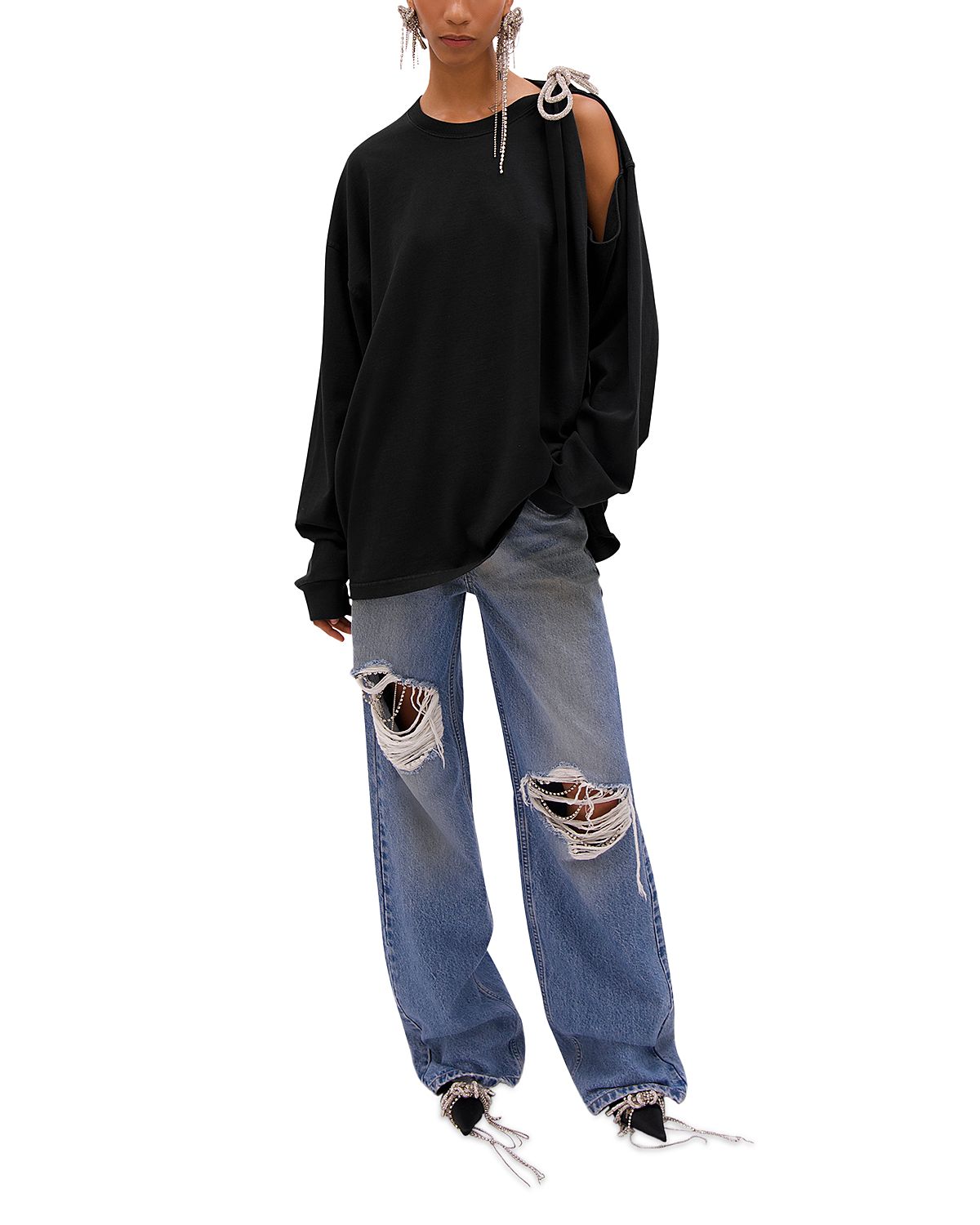 Area Crystal Fray Relaxed Jeans