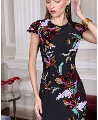  Crepe Mermaid Gown With Floral Embroidery