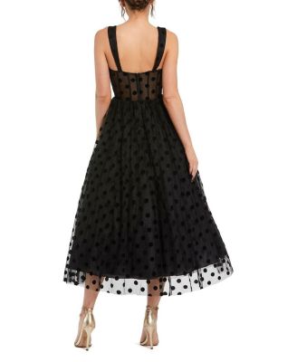 Petite Polka Dot Net Bustier A-Line Midi Dress
