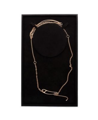Very Large Chaine d'Ancre Punk Lariat Long Necklace 18K Rose Gold with Diamond, 37.5"