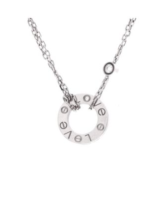  2 Diamonds Love Pendant Necklace 18K White Gold with Diamonds, 15 - 16.25"