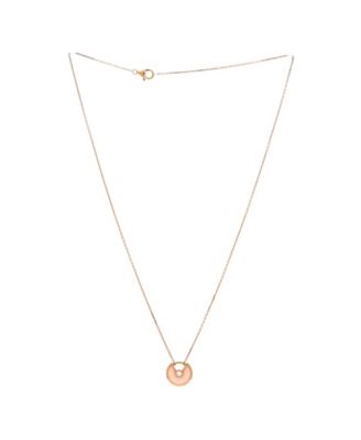  XS Amulette de Cartier Pendant Necklace 18K Rose Gold with Pink Opal and Diamond, 15 - 16.25"