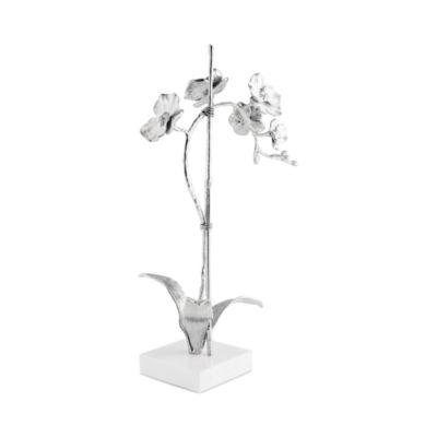 Silver Orchid Stem Sculpture - Small