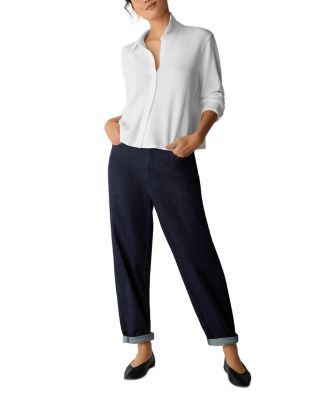 Cotton Stretch Denim Ankle Lantern Pants