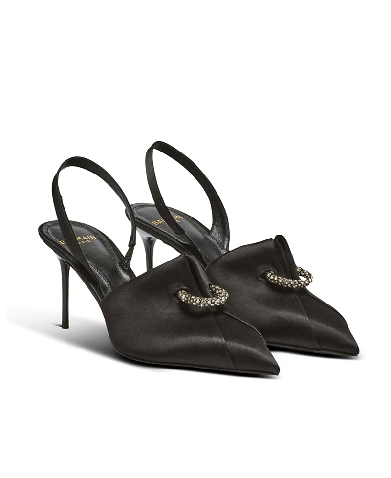 Balmain Women's Satin Slingbacks with Piercing