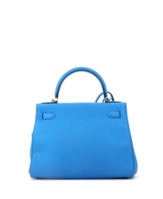 Kelly 28 Handbag Blue Togo with Gold Hardware