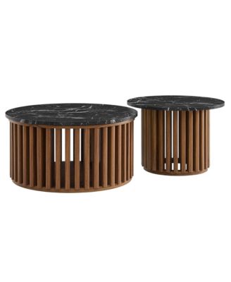  Fortitude Round Faux Marble Top Nesting Coffee Table, Set