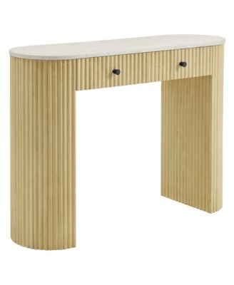  Caldera 42" Curved Solid Wood and Marble Console Table