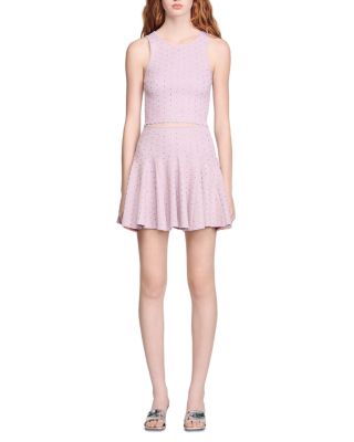 Short Rhinestone Knit Skirt