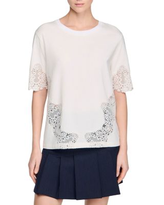 Cotton Tee with Lace Detail
