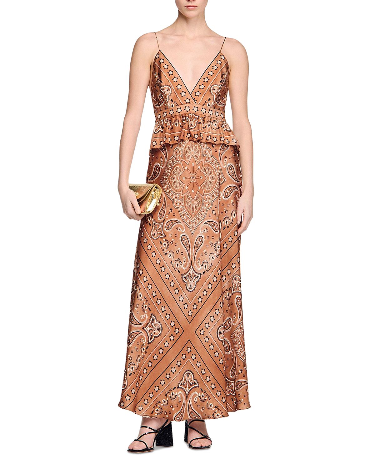 Sandro Bandana Print Maxi Dress
