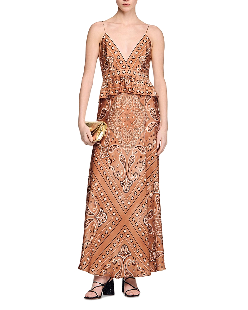 Sandro Bandana Print Maxi Dress