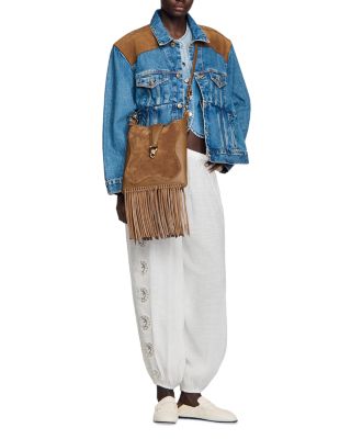 Le Claudia Fringed Leather & Suede Bag
