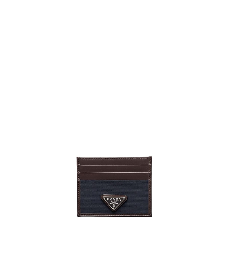 Prada Speedrock Re-nylon And Leather Card Holder In Blue