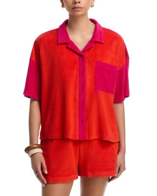 Terry Camp Shirt & Shorts Swim Cover-Up
