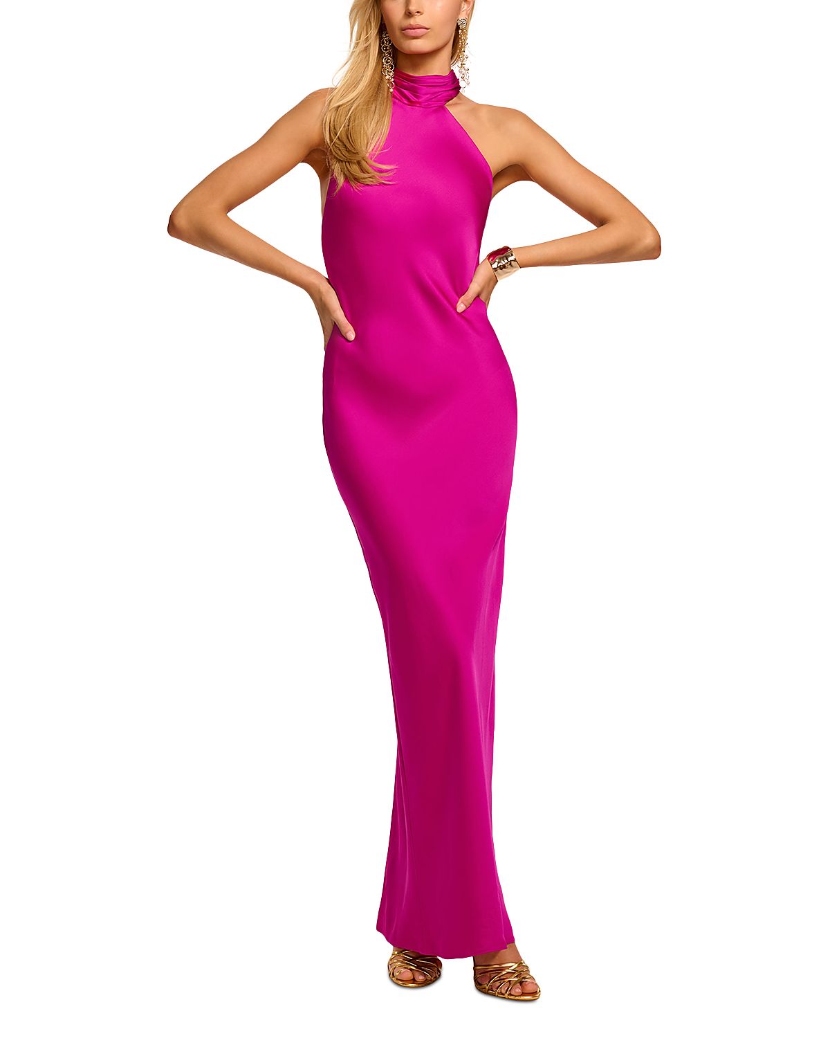 Ramy Brook Tatiana Satin Halter Gown