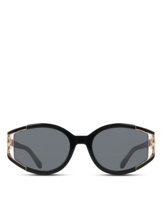 Oval Gancini Cutout Sunglasses, 56mm