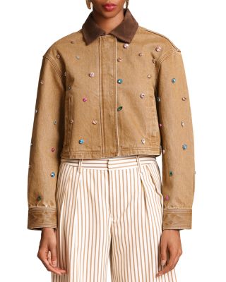 Contrast Collar Embellished Jacket