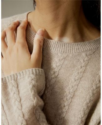  Semi Sheer Cable Knit Cashmere Sweater
