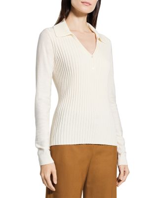 Merino Wool Ribbed Collar Sweater