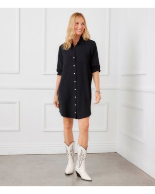 Ruched Sleeve Shirt Dress