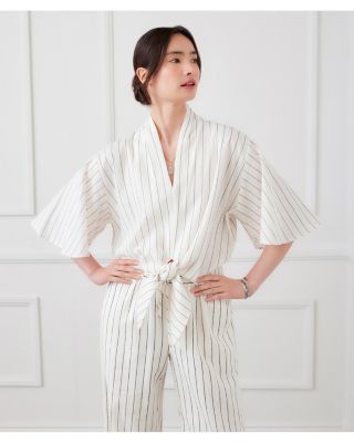 Flutter Sleeve Tie Front Top