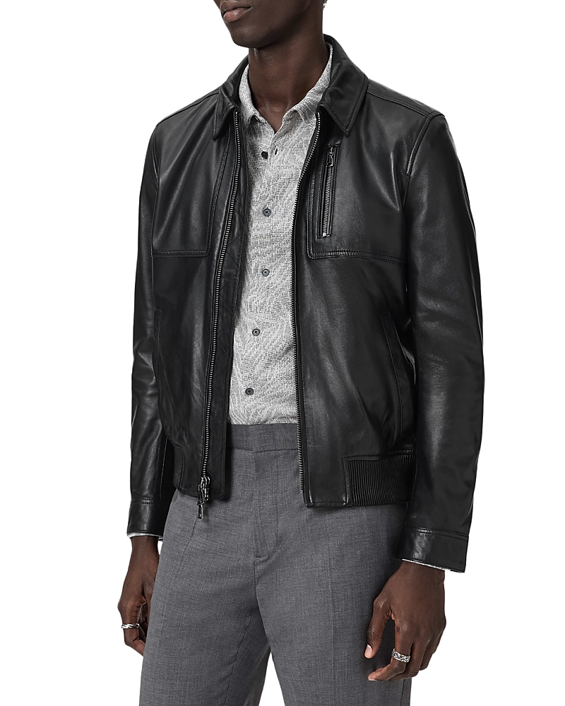 John Varvatos Collared Leather Jacket