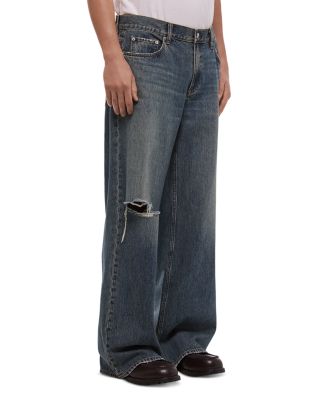 Relaxed Fit Distressed Jeans in Tinted Vintage Blue