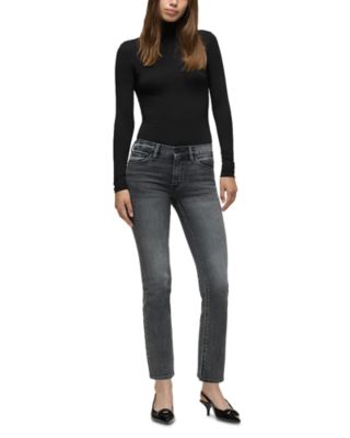 Nico Mid Rise Straight Jeans in Black Vortex