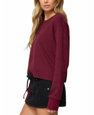  Deni Long Sleeve Henley Waffle Top
