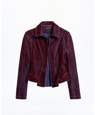 Velvet Corset-Seamed Peplum Jacket